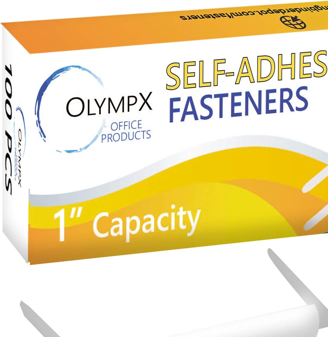 OLYMPX 100 Pcs of 1 Inch Capacity Economy Self-Adhesive Fastener, Prong Paper Fastener Bases, 2.75 Inch Base for Paper File Clip Folder Accessories, 100 per Box (Pack of 3)