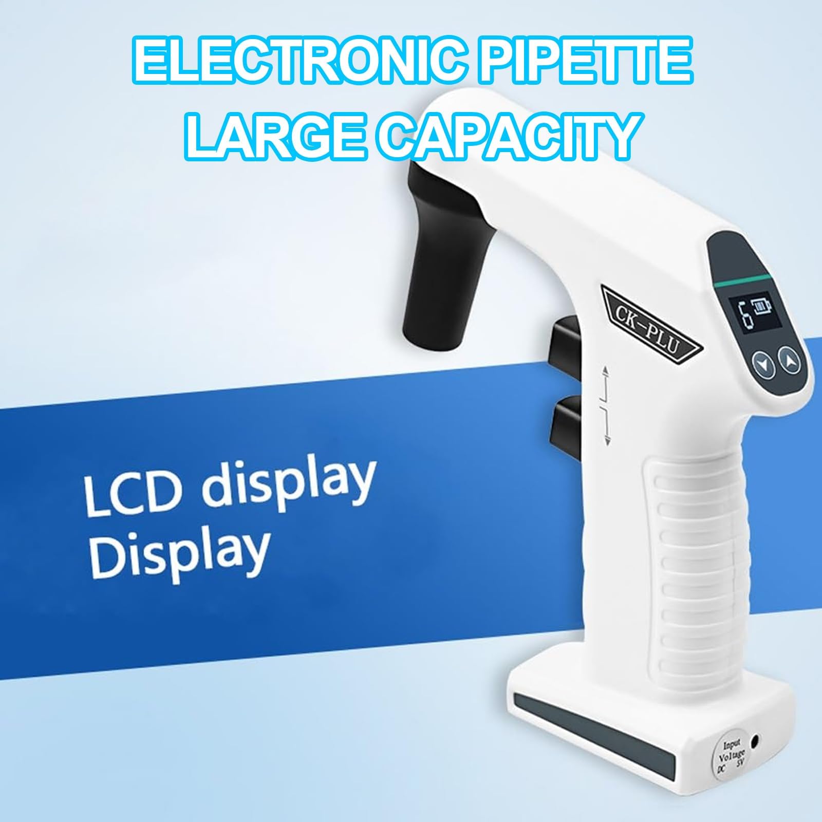 Pipeta eléctrica de 0,1 a 100 ml, bomba recargable con pantalla LCD, función antirreflujo para uso en laboratorio, compatible con pipetas de plástico y vidrio