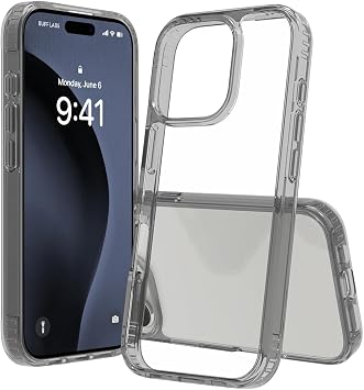 BUFF LABS iPhone 16 Pro ile Uyumlu Air Hybrid Darbe Emici TPU + PC K l f Smoke Black