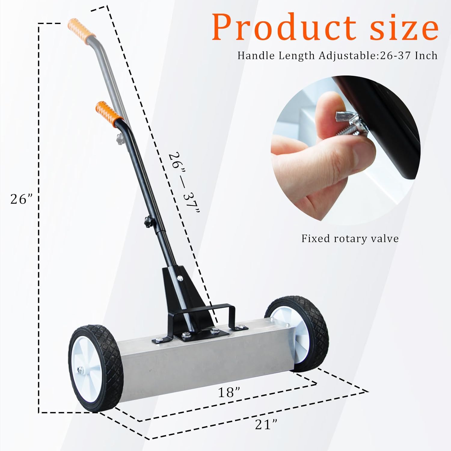 18-INCH Nail Magnetic Sweeper, Heavy Duty industrial Magnetic Sweeper, Rolling Magnetic Pickup Tool, Telescoping Magnet for Cleaning