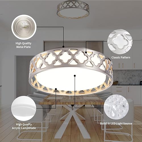 Miniatura 5 de Lámpara de techo empotrada, lámpara LED de techo con acabado de níquel cepillado, 12 pulgadas, 3000 K3500 K4000 K5000 K6000 K, luz de techo