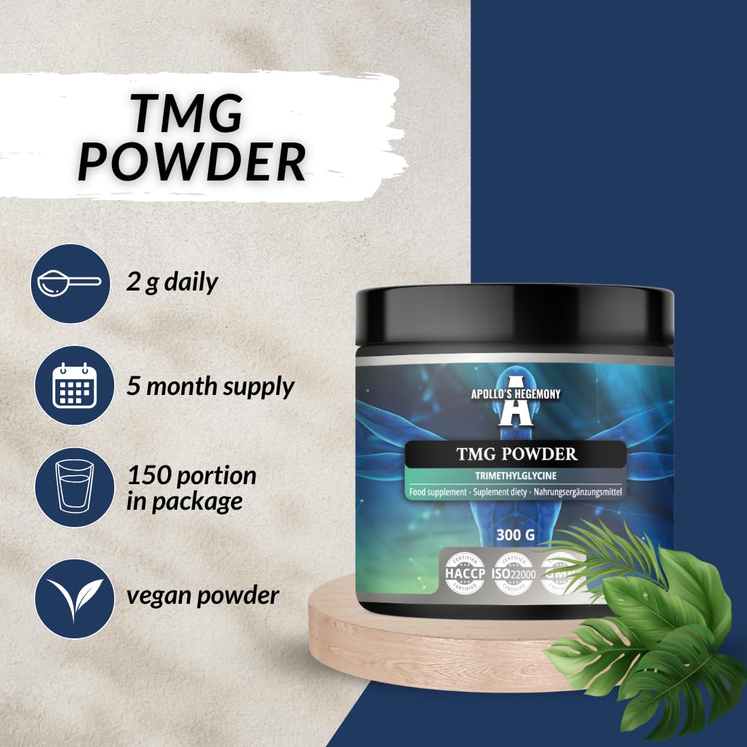 TMG Powder 300g - Betaina - 2000mg Trimetyloglicyny w porcji - 150 porcji w opakowaniu - Bez dodatków - Wsparcie metabolizmu - firmy Apollo's Hegemony