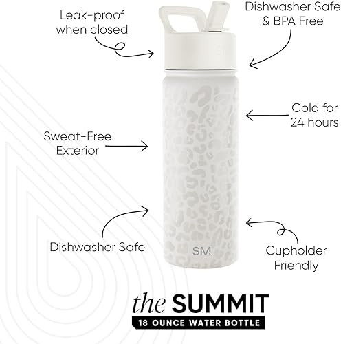 Miniatura 2 de Simple Modern botella de agua reutilizable con tapa con pajilla, para niños, termo de acero inoxidable con aislamiento al vacío, para la escuela,