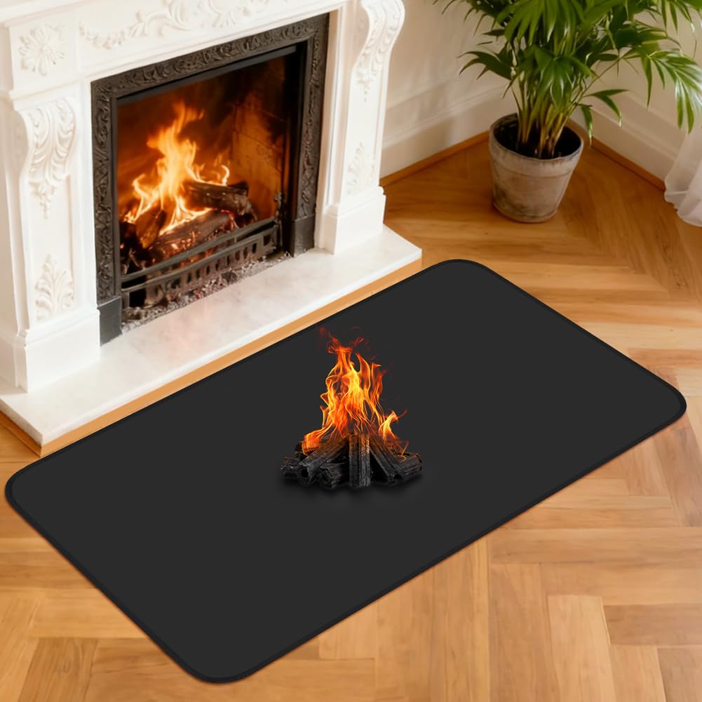 NUTKIT Hearth Rugs for Fireplaces Fire Resistant, Fireproof Fireplace Mat, Hearth Pads for Wood Stove Fireplace Indoor Outdoor, Fireproof Rugs Protects Floors Carpets from Sparks Embers, 120x70x0.1cm