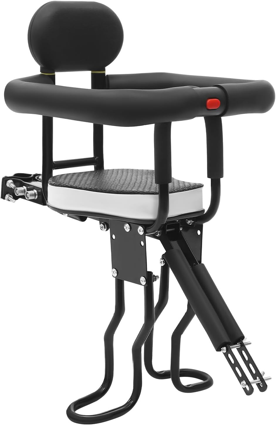 Kids Bike Seat Bicycle Front Mounted Baby Seat, Lightweight Child Bicycle Safety Seat, Bicycle Mounted Child Carrier with Back Rest Foot Pedals for Toddlers Ages 1-5