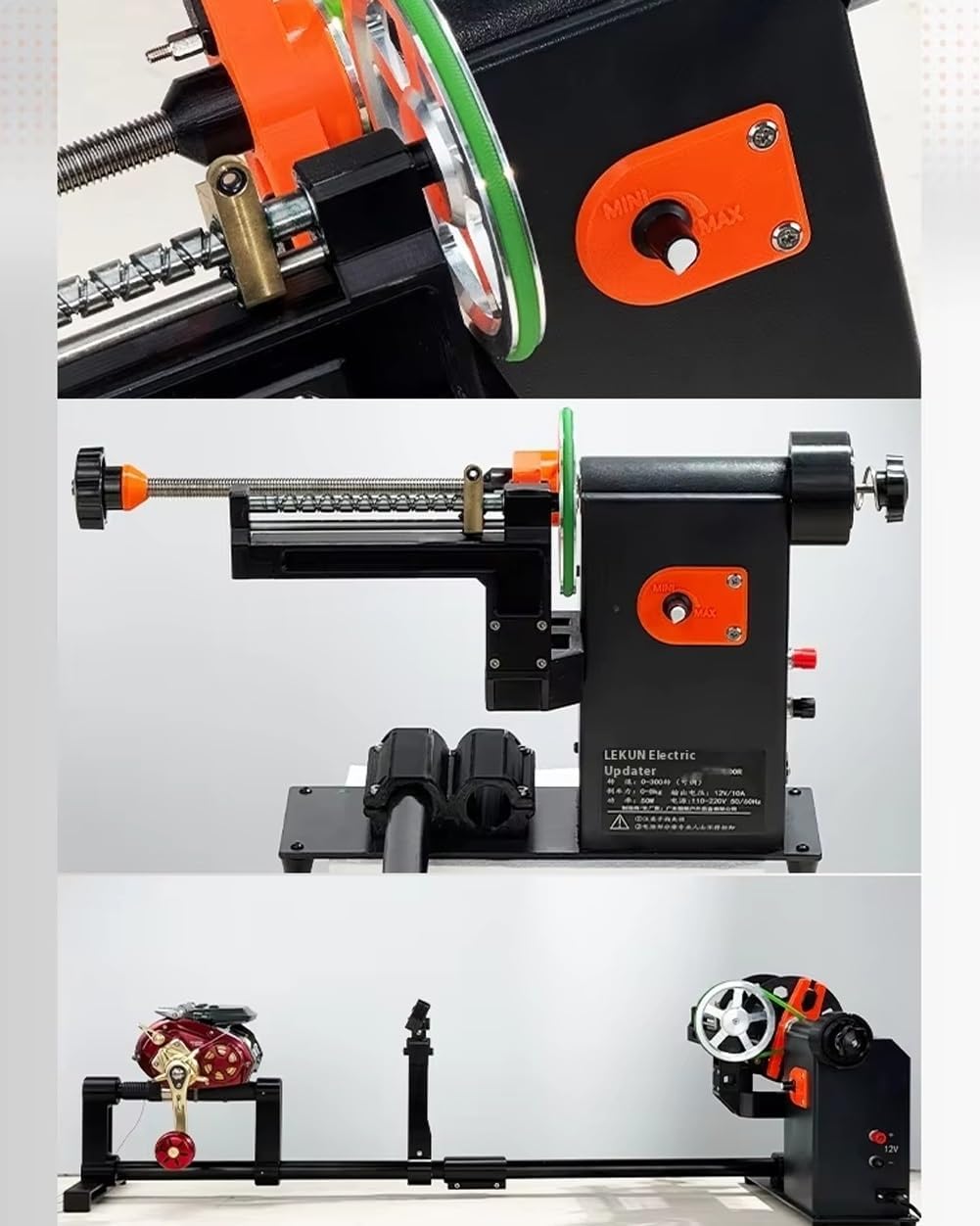 Electric Fishing Line Winder Spooler,Fishing Reel Line Winder Spooler Machine w/0-8kg Damping Brake,Fishing Rod Reel Spooling Station Systems,Adjustable Speed