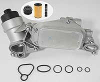 Vista 1 de Adaptador de conjunto de carcasa de filtro de enfriador de aceite de motor con junta, inserto, tapa compatible con Chevy Cruze Sonic Malibu Aveo