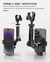 Vista 5 de IPOW Rearview Mirror Phone Holder for Car 360°Rotatable and Retractable, Auto Clamp Car Phone Mount with Multi-Angle Adjustment Compatible with All