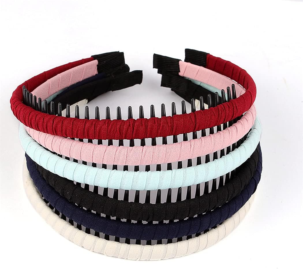 6 PCS Teeth Comb Headbands With Teeth Comb Resin Tooth Hair Comb Hairbands Non-slip Hair Hoop Headband Hair Accessories for Women Girls (Colorful Blarewink)