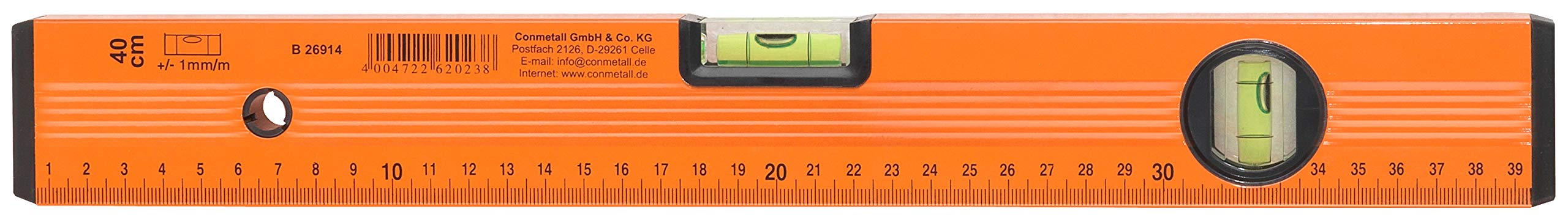 CON:P B26914 - Livella a bolla in metallo leggero, 2 libellule, 40 cm, colore: Arancione