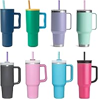 Vista 7 de Popote de repuesto para vaso Stanley Cup de 40 onzas y 30 onzas, paquete de 10 popotes de plástico reutilizables de 12.13 pulgadas de largo