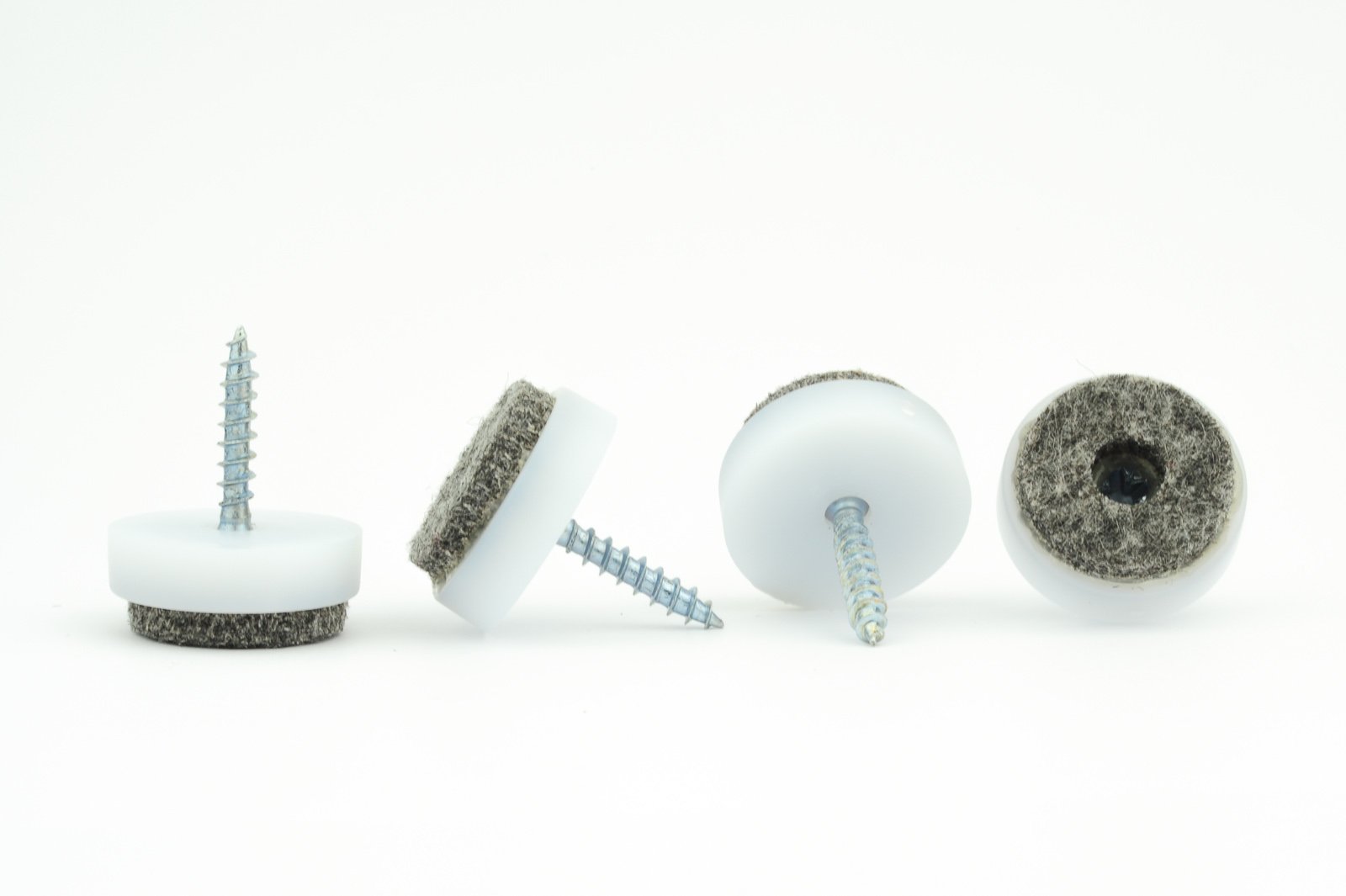 Furniture Sliders. Screw-in Gliders Risers Felt Floor Protectors for Wood Furniture Feet (White), Ideal on Solid Wood Laminate Vinyl Flooring and Similar. 20mm 24mm 28mm 40mm Diameter Made in Germany