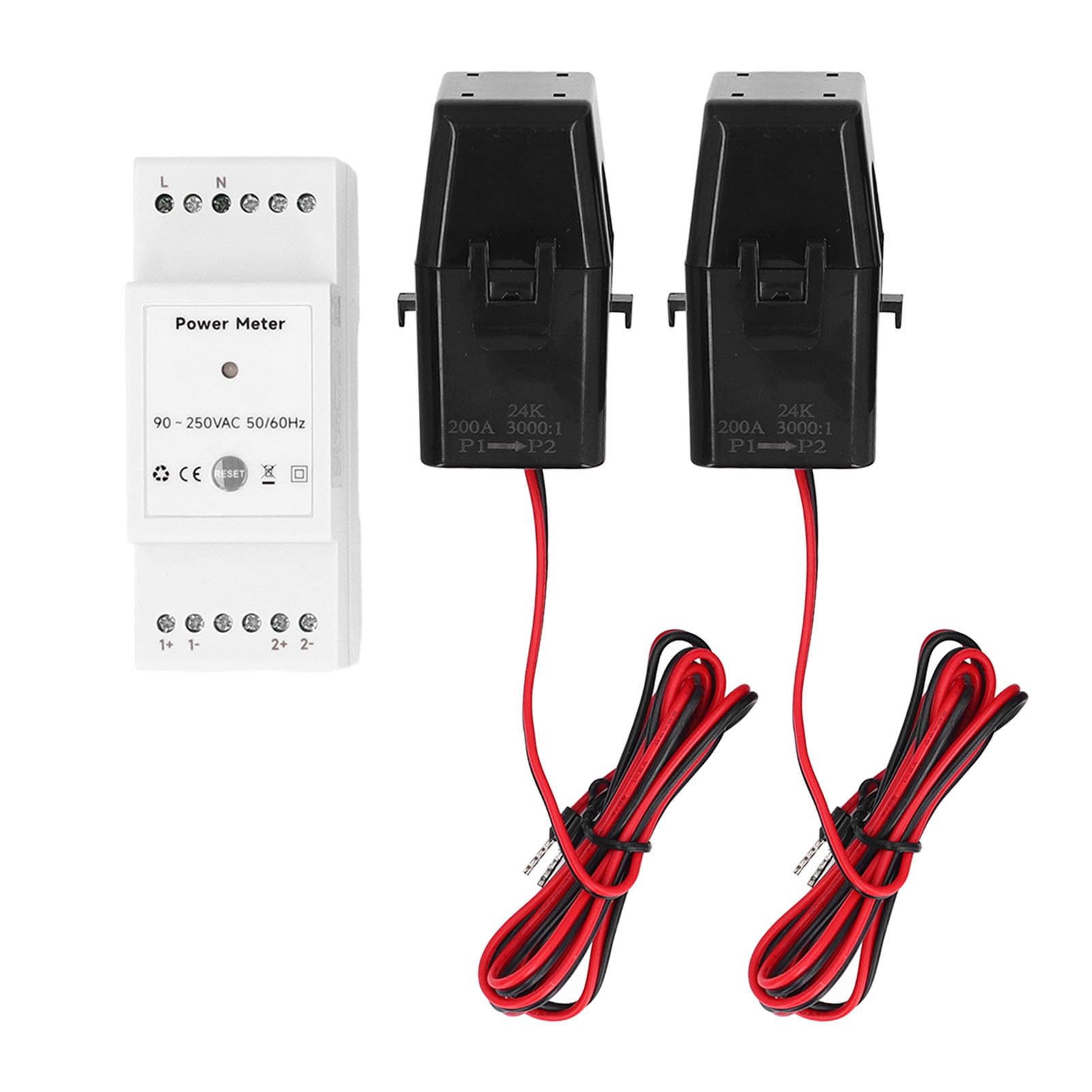 90?250VAC Smart Energy Meter WiFi Single Phase Electricity Monitoring Meter with 2 200A Split Type Current Transformer