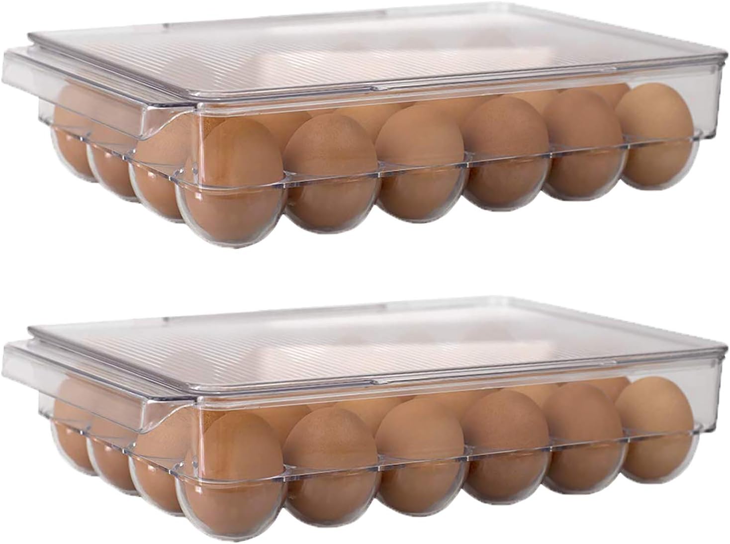 Home Basics Stackable Egg Holder for Refrigerator, Clear (2, 24 Egg Holder)