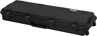 MEIJIA Portable Rolling Waterproof All Weather Rifle Hard Case with Wheels,Customizable Fit Foam Inserted, Elegant Black,47.1