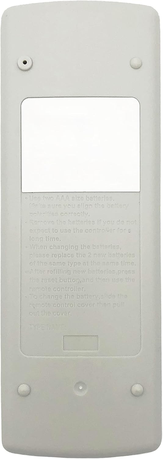 Back of the remote control with battery instructions