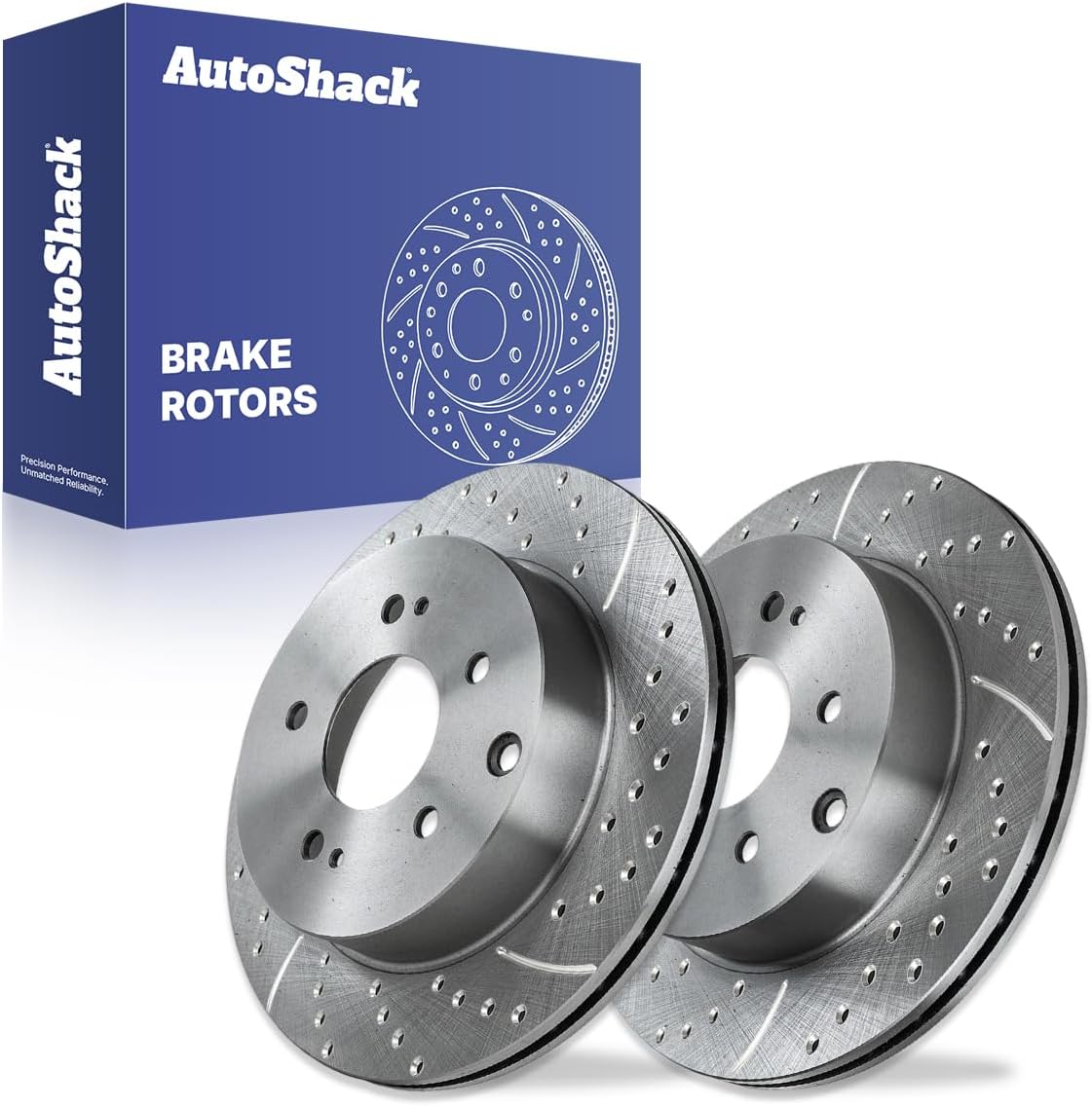 AutoShack Rear Vented Drilled & Slotted Silver Zinc Coated Brake Rotors 2-PC Set Replacement for 2006-2012 Mitsubishi Eclipse 2007-2009 Mitsubishi Galant SilverShield Pro 11.18" (284 mm)