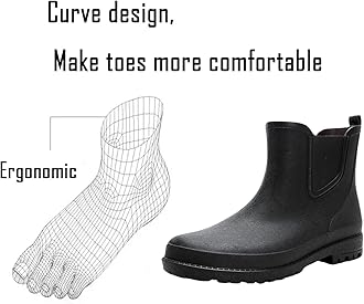 pfoosnd Mens Rain Boots Ankle Rubber Rain Boot Mens Waterproof Ankle Water Boots for Men Waterproof Garden Boots