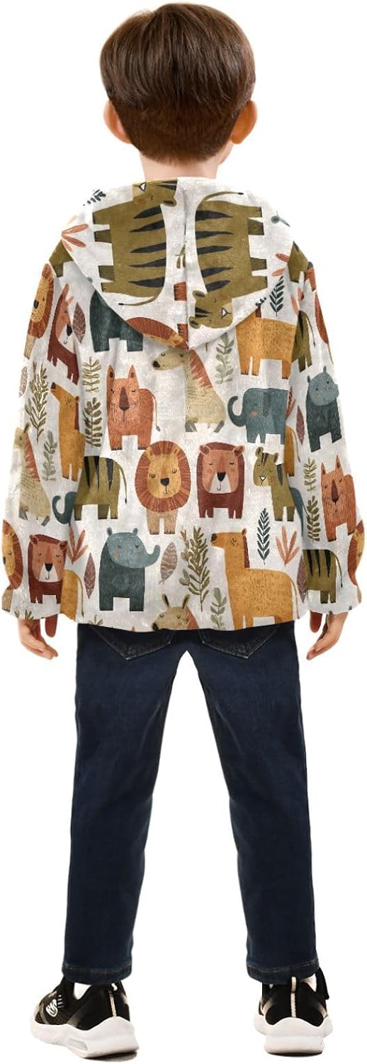 Cartoon Cute Animal Brown Toddler Hooded Jackets Outerwear Jackets Navy Blue Baby Boys Hoodie 3T