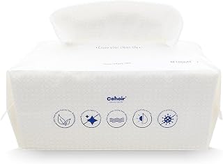 Cehoir Face Towels，Super Soft and Thickness L:8x8 inches,60 Counts (1Packs),Lint-Free Biodegradable Towels,Disposable Face Towel,Makeup Remover Dry Wipes,Clean Face Cloths for Sensitive Skin