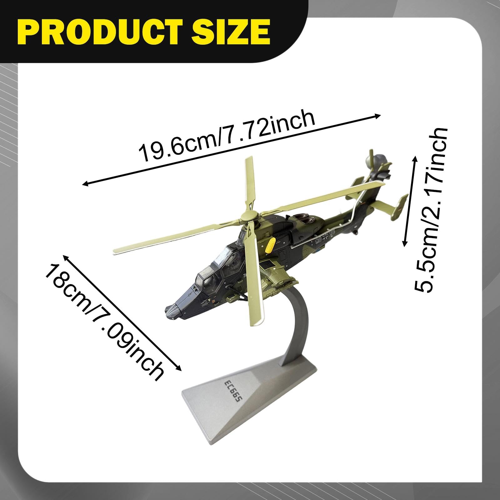 Colección de Modelos de Helicópteros EC665 a Escala 1:72 con Base para Cafeterías, Hogares Y Dormitorios.