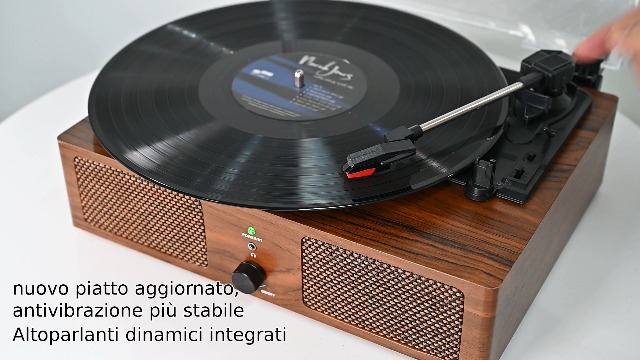 Udreamer Giradischi con Altoparlante Bluetooth Supporto USB AUX-in Cuffie RCA Line-Out 3 Velocità Cinghia Auto-Stop Design Specchio Arancione Giallo