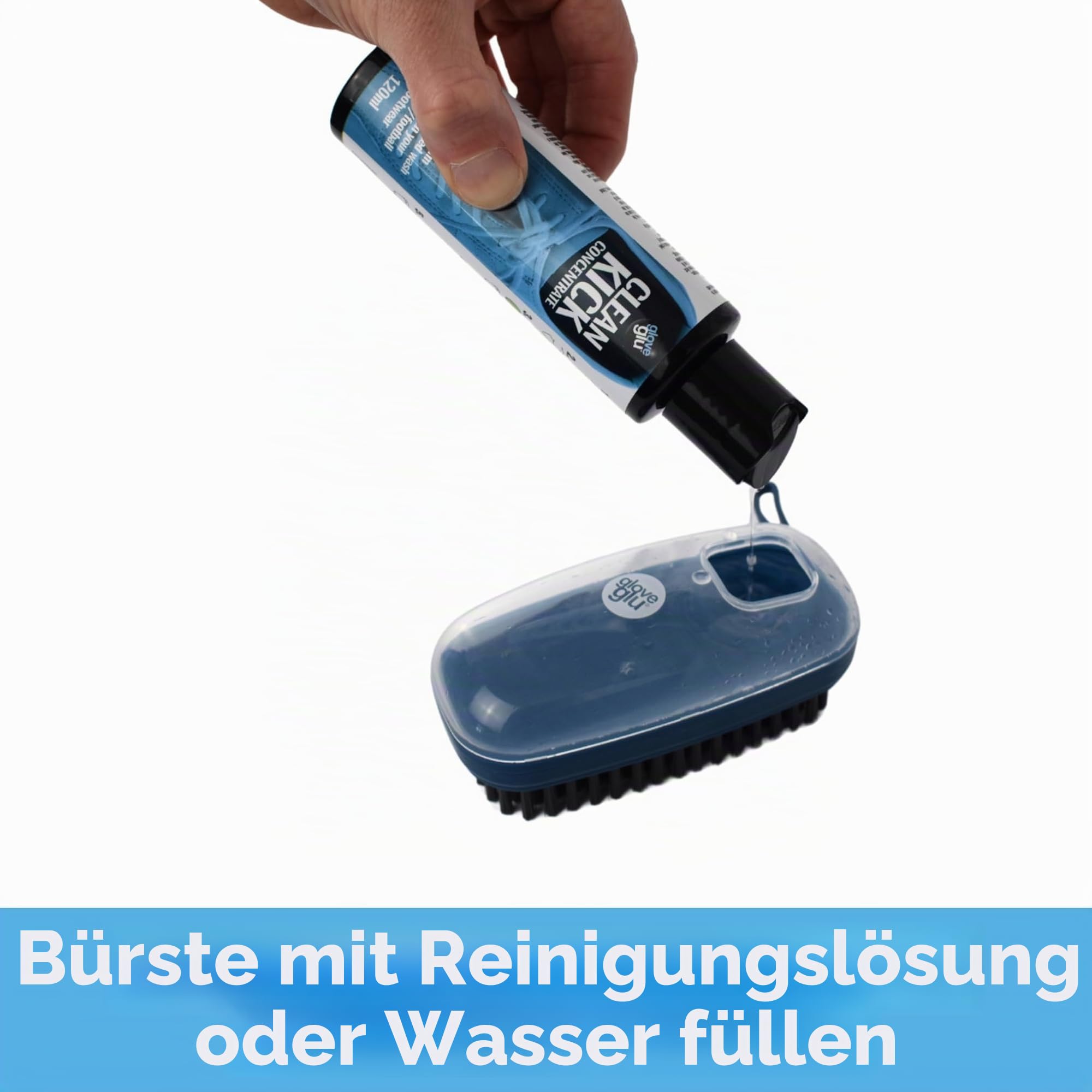 Clean Kick Fußballschuh-Reinigungsbürste mit integriertem Seifenspender - Tragbarer Schrubber für Schlamm & Gras - Easy Grip Schuhreiniger für Fußball, Fußball & Sportstiefel