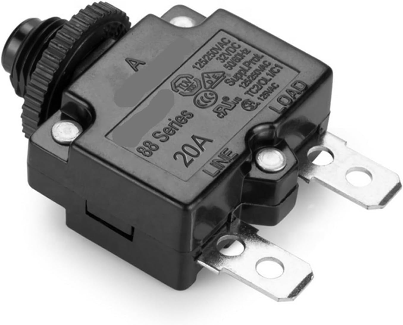 20a Circuit Breaker Single Pole Push to Reset 32V 50VDC Thermal Overload Protector for Motor Pump(30A)