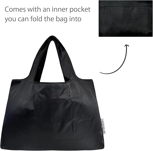 Miniatura 5 de allydrew Bolsas de comestibles reutilizables de nailon plegables grandes y pequeñas, juego de 2