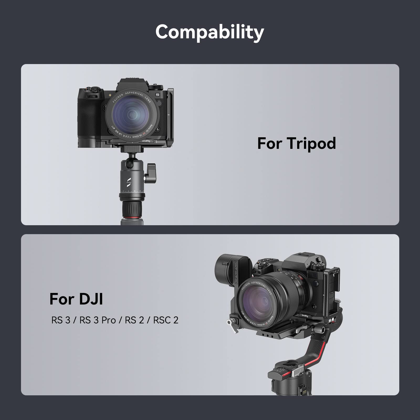(Versione Aggiornata) SMALLRIG X-H2 / X-H2S L Bracket per FUJIFILM X-H2 / X-H2S con Piastra a Sgancio Rapido Integrata per Arca-Swiss, Passaggio Rapido Tra Ripresa Orizzontale e Verticale - 3928B