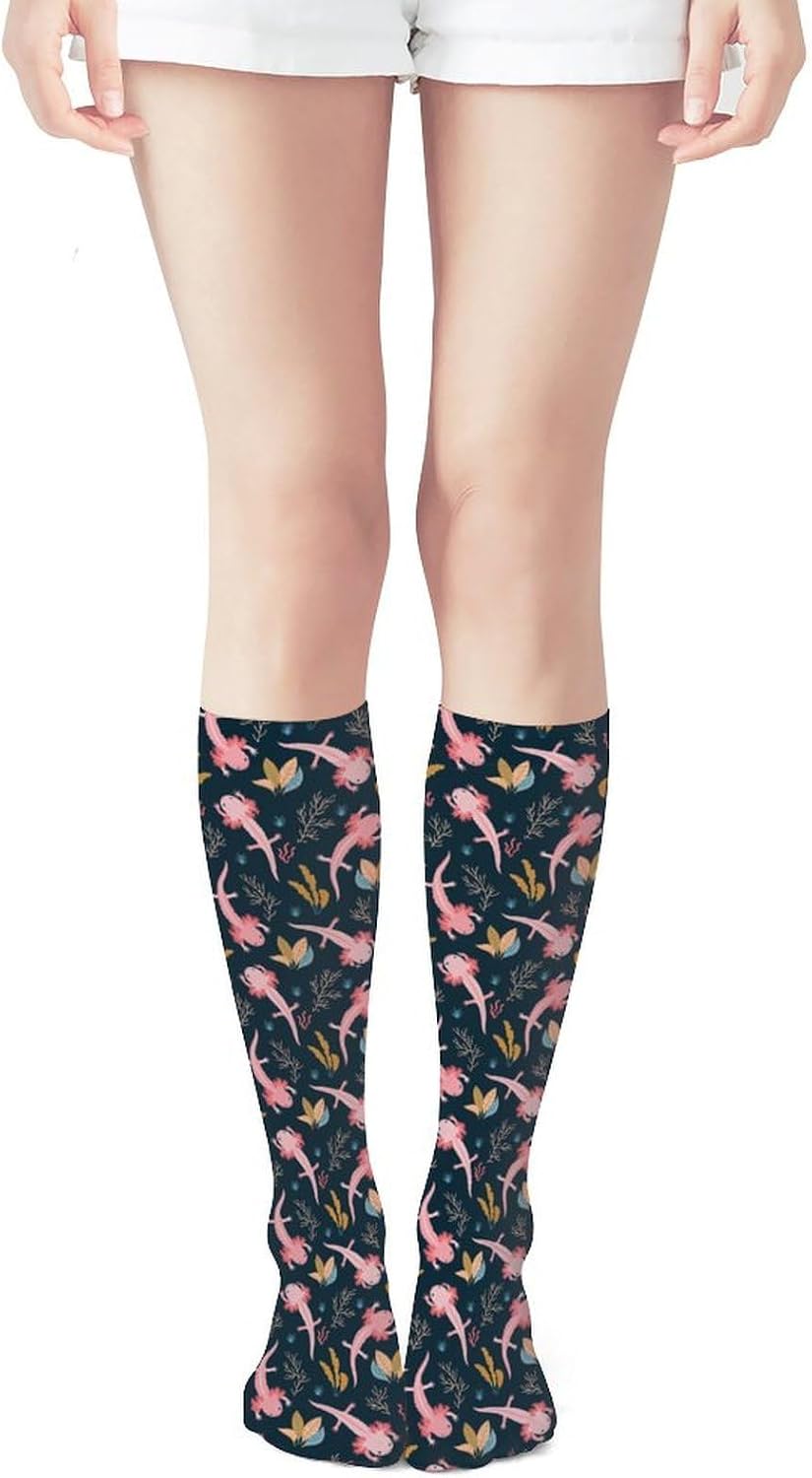 Axolotl Sea Weed Women Knee High Socks Novelty Thin Thigh Long Stockings Tube Sock Dress Casual