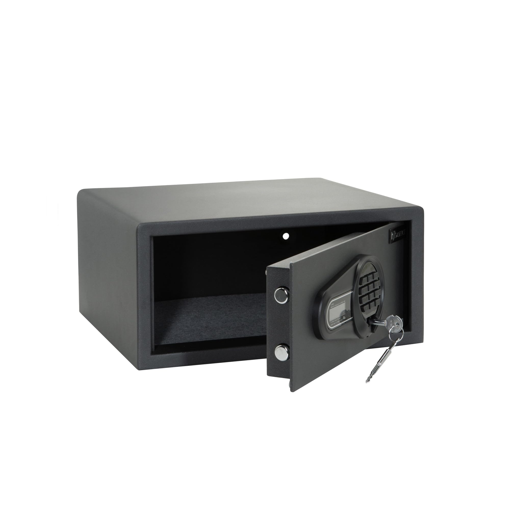 hjh OFFICE 830038 Caja fuerte de seguridad electrónica SAFE COMPACT I 25,​5 L, Acero, con teclado y cerradura para llave, 20x42x37cm, Negro