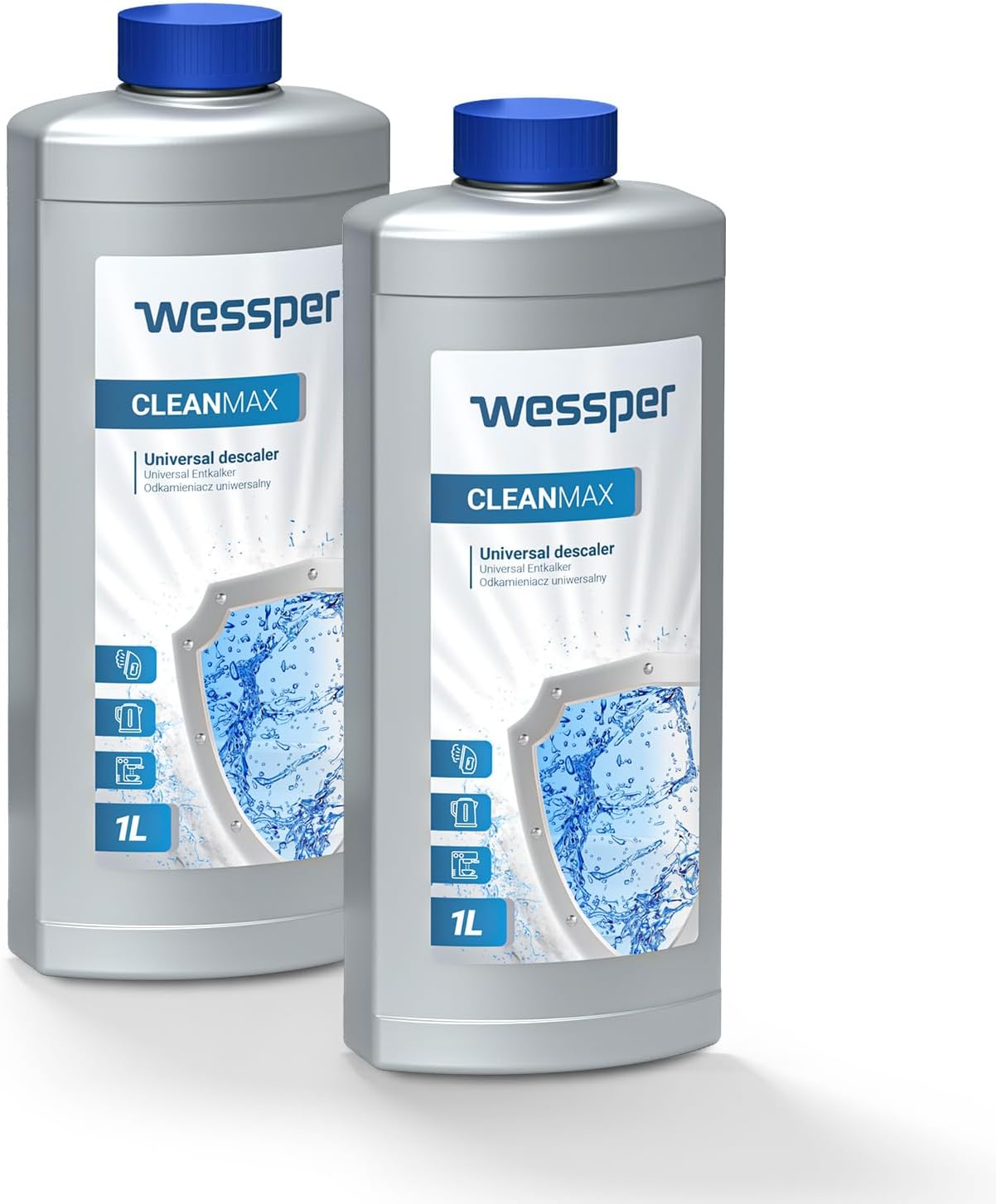Wessper 2 Sztuki Odkamieniacz do Ekspresu do Kawy 1000 ml | Kompatybilny z Delonghi, Senseo, Saeco, Nespresso, Jura, Siemens, Miele