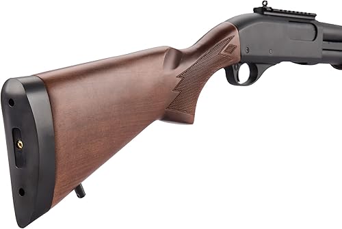 Miniatura 6 de GoldenBall & Eagle M870 - Escopeta de Airsoft de acero a gas de acción de tres redondas/seis bombas redondas, color negro y madera
