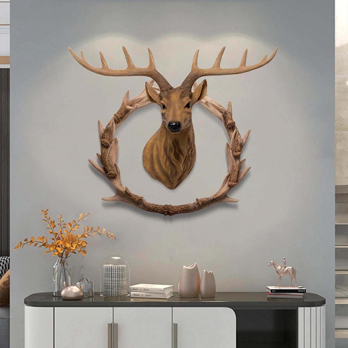 Decorazione da parete testa di animale, testa di cervo 3D in resina