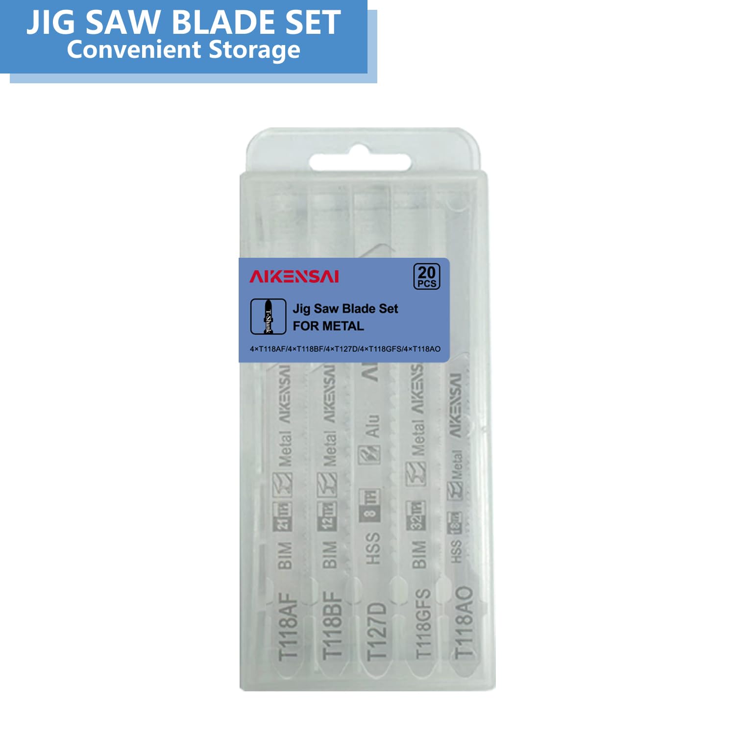 20-Piece T118AF T118BF T127D T118GFS T118AO Jigsaw Blades T Shank for Metal Jig Saw Blade Set Compatible with Power Jig Saws RYOBI Milwaukee Makita Bosch DeWalt etc
