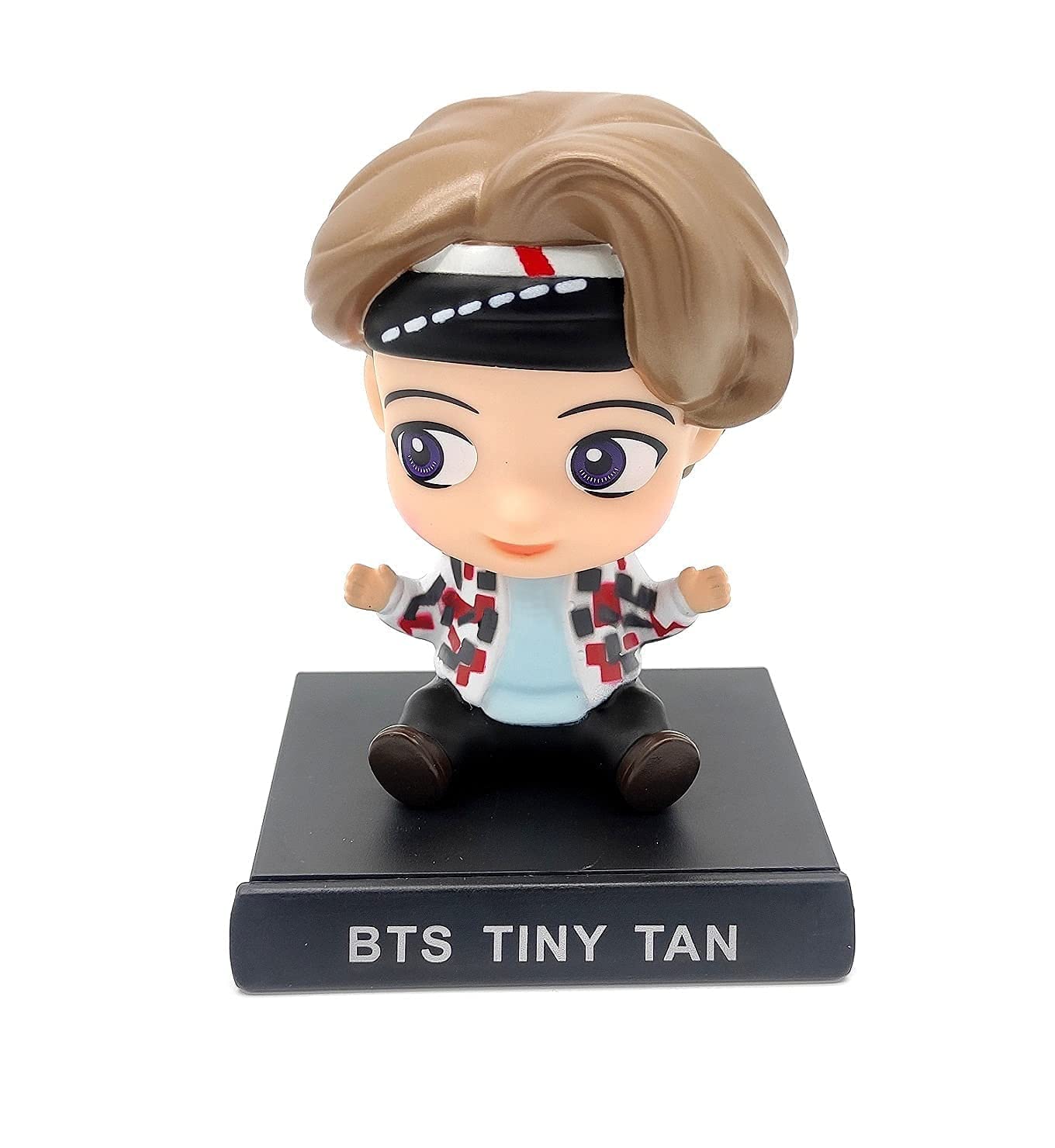 Indyfy Super Hero BTS Tiny Tan V Action Figure Limited Edition Bobblehead with Mobile Holder for Car Dashboard