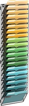 SUPEASY 20 Tier Wall File Organizer, Hanging Wall Mounted Mail Organizer with Label Slots, Metal Mesh File Holder Magazine Rack for Office, Home, School or Classroom, Black