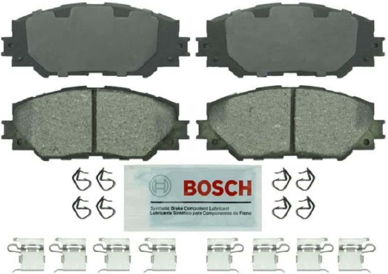 BOSCH BE1210H Blue Ceramic Disc Brake Pad Set With Hardware - Compatible With Select Lexus HS250h; Pontiac Vibe; Scion xB, xD; Toyota Corolla, Matrix, Prius V, RAV4; FRONT