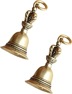 2Pcs Retro Copper Bell Wind Chimes,Demon Subduing Bell Creative Solid Brass Bell Handicraft Tibetan Bronze for Decoration ...