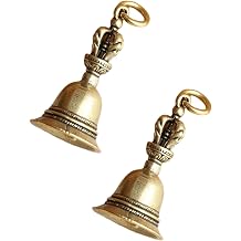 2Pcs Retro Copper Bell Wind Chimes, Bell Creative Solid Brass Bell Handicraft for Decoration Car Pendant Small Circle Hand Bells and Chimes