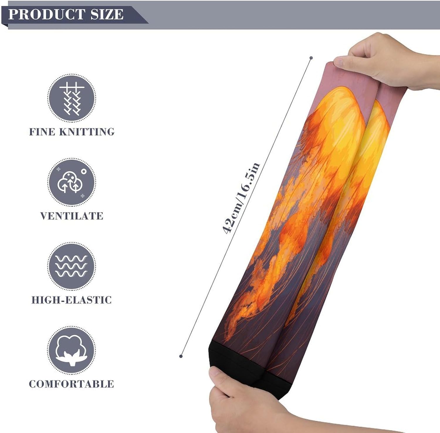 Jellyfish Orange Socks Casual Athletic Long Sock Lightweight Sport Crew Sock Cozy Work Boot Socks for Hiking Sports Running Workout Gym