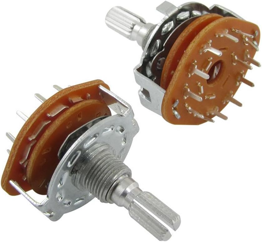 YXQ Split Shaft AC 125V 0.3A 250V 0.6A 1 Pole 12 Positions Rotary Switch,2Pcs