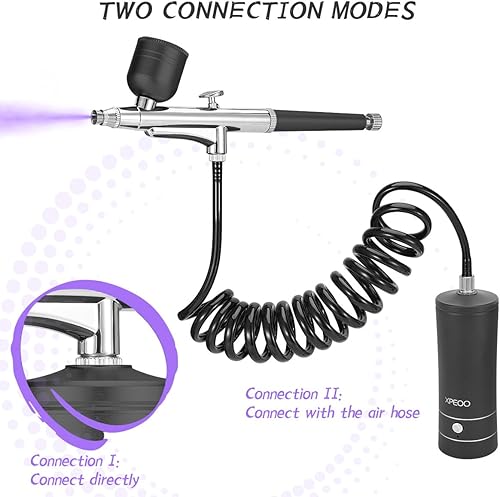 Miniatura 4 de Kit de aerógrafo inalámbrico recargable con compresor, juegos de cepillos de aire portátiles, manejo automático para pintura de modelos, uñas,