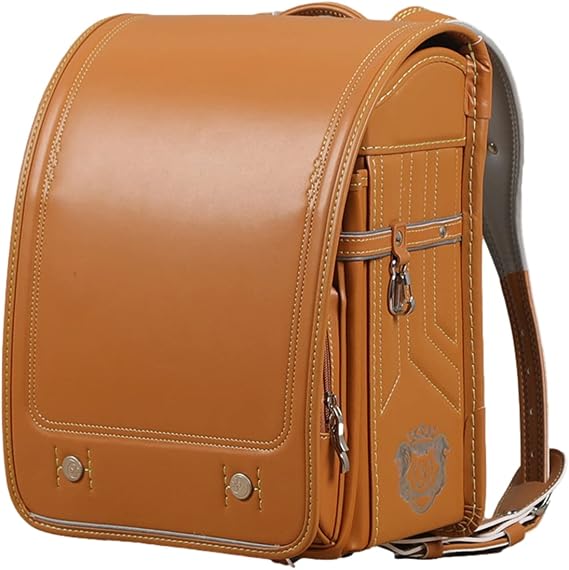 Randoseru Ransel backpack automatic Japanese school bag boys girls leather light weight Rain Cover(Brown)