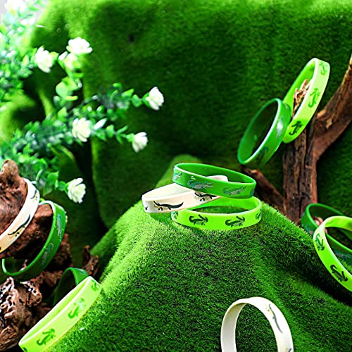 Junkin 30 Pack Reptile Party Supplies Silicone Wristbands Crocodile Favors Bracelet Gifts Bag Stuffer or Reptile Birthday Party Supplies(Crocodile)
