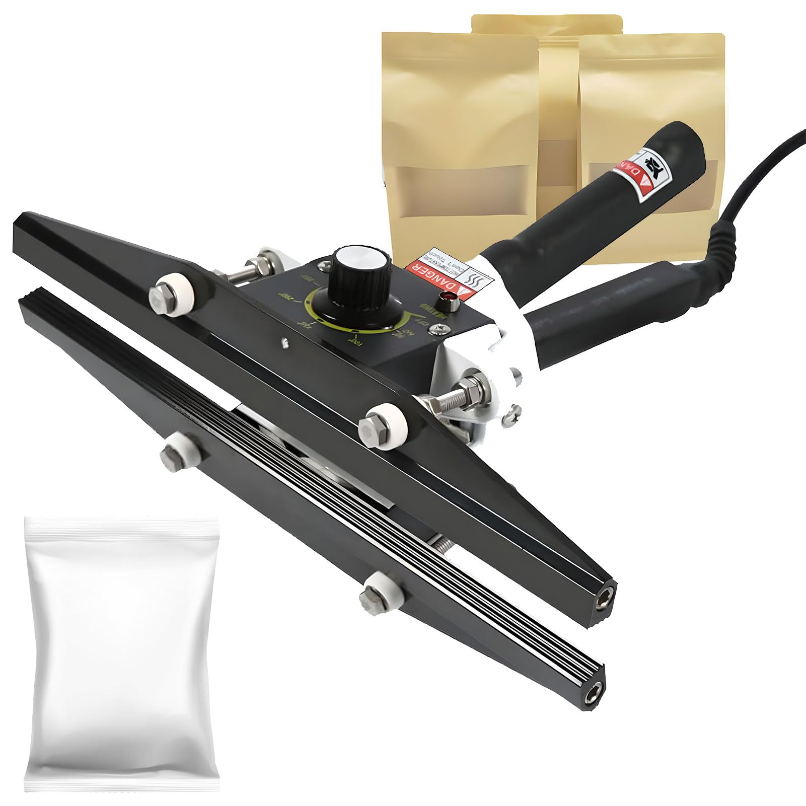 Sellador térmico portátil de mano con temperatura ajustable para sellar bolsas de papel de mylar, aluminio, celofán y papel kraft