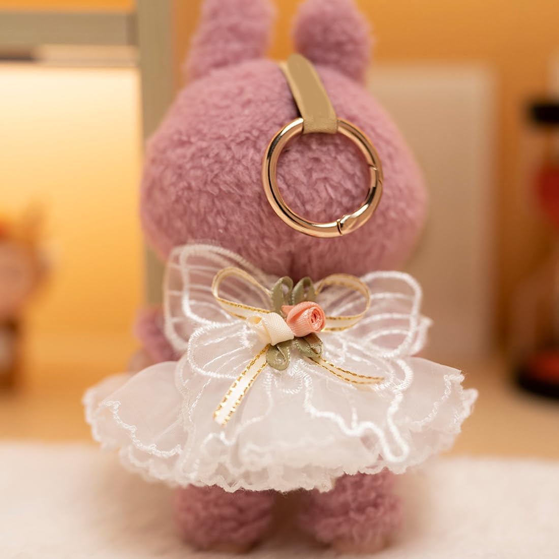 for Labubu Clothes Outfits Accessories for 5.91in - 6.7in Doll, 3 Pcs Doll Clothing Stuff Wedding Bride Dress with Pearl Necklace (NO Doll)