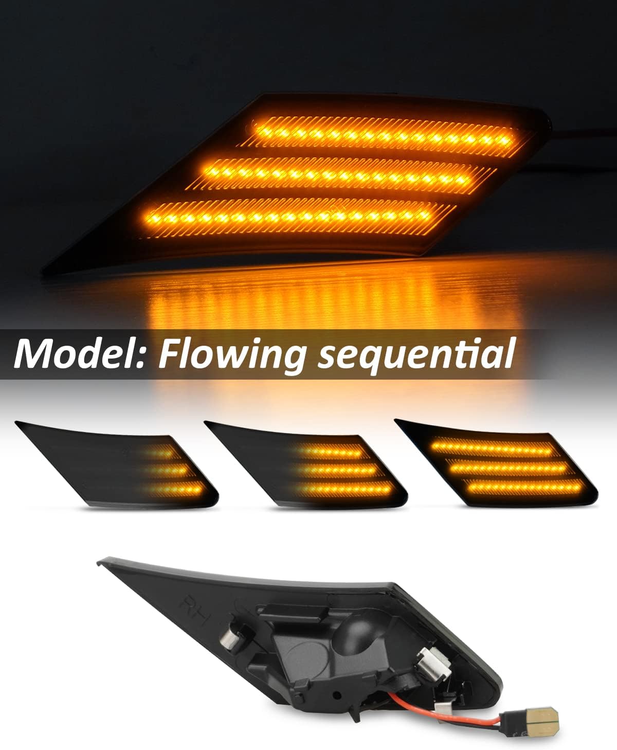 Bestview LED Sequential Side Marker Lights w/Sequential Compatible with 2013-2020 Subaru BRZ Scion FRS 86, Driver & Passenger Side Smoked Len 2 PCS