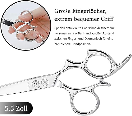 Miniatura 3 de Moontay Tijeras de corte de pelo de 5.5 pulgadas con agujeros grandes para los dedos, tijeras profesionales de peluquero, tijeras de corte de pelo